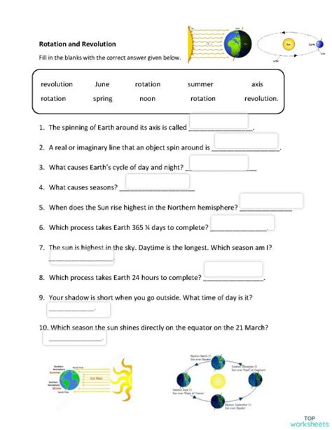 Rotation And Revolution Worksheet