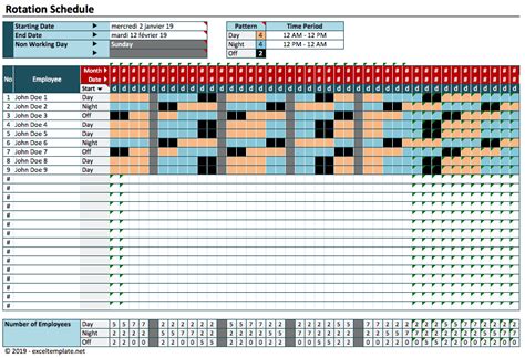 Rotation Schedule excel template for free
