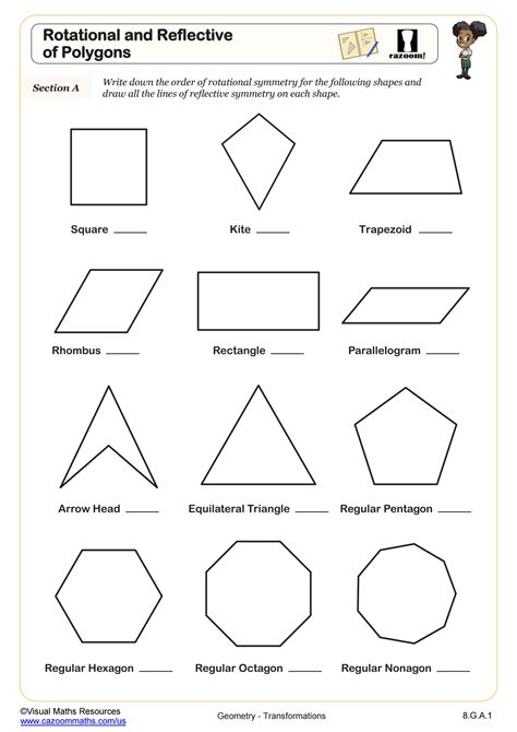Rotations and Reflections of Polygons Worksheet Fun and Engaging