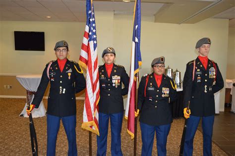 Rotc color guard. Today's annual Veterans Day Ceremony in the University Memorial Center's Glenn Miller Ballroom featured Rear Admiral Rick Snyder, United States Navy, as the keynote speaker, joined by the CU Boulder Joint ROTC Color Guard. 