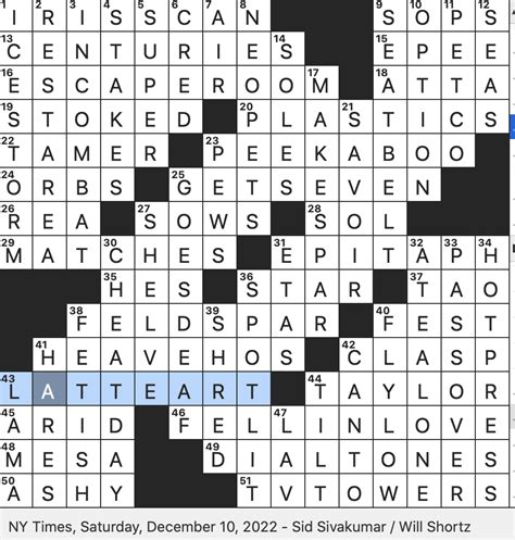 Find the latest crossword clues from New York Times Crosswords, LA Tim