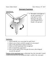 Rotocopter lab report.  They designed and carried out an experiment to tes...