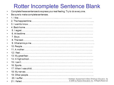 Rotter Incomplete Sentence Blank Manual Pdf