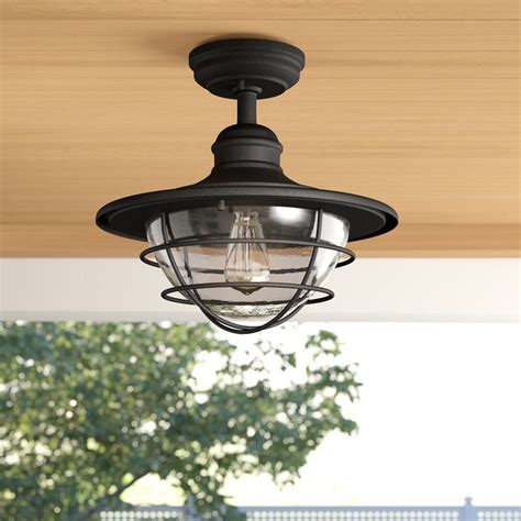 Round Polycarbonate Outdoor Flush Mount Porch Ceiling Light