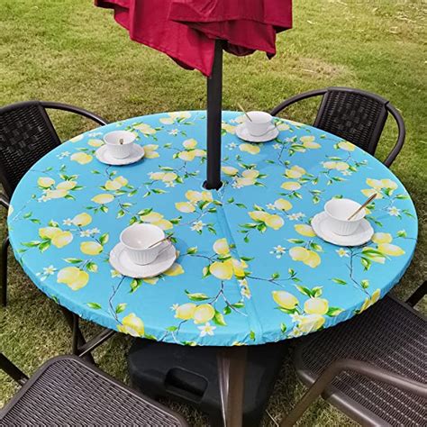 Outdoor Tablecloth with Umbrella Hole Waterproof Round Fitted Tablecloth with Elastic Zippered Wipeable Table Cloth Round Cover for Picnic, Patio,Garden (Brown, S-(36''-44'')) 4.4 out of 5 stars 10 $22.99 $ 22 . 99.