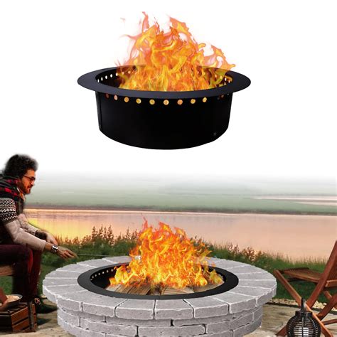 Round metal fire pit bowl insert.  Smokeless Fire Pit Ring 42-Inch Outer/36-Inch Inn...