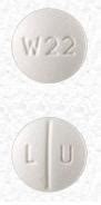 Answers. I Believe the imprint to be M as you say the M in a box but then you are looking at the pill upside down because the imprint you provide does not come up anywhere the one I believe is it is M 05 52 (white&round): Pill imprint M 05 52 has been identified as Oxycodone hydrochloride 5 mg.. 