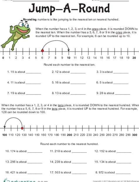 Rounding Using A Number Line Worksheets Worksheets Master