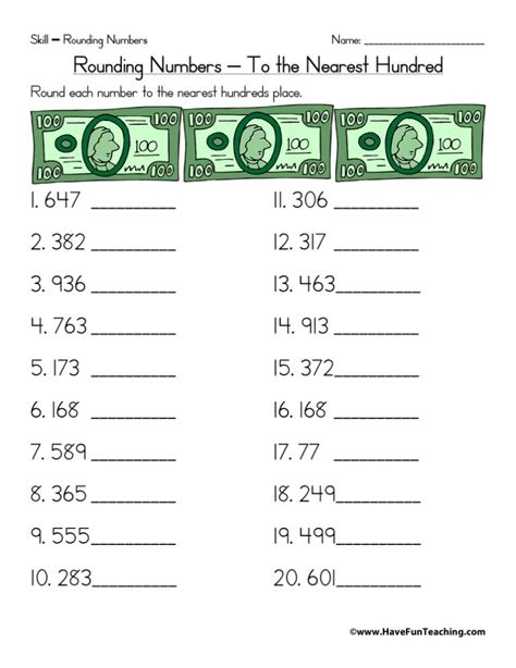 Rounding to the Nearest Hundred Worksheet Have Fun Teaching