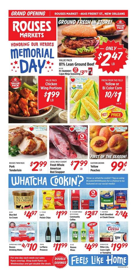 Explore the latest deals in the Rouses Markets Weekly Circular. Don't miss out on this week's Weekly Ad savings! ... Categories; Weekly Ads; Categories; Rouses Markets Weekly Ad from March 6. Expired Valid from Wednesday 03/06 through Wednesday 03/13/2024 . Other offers . Rouses Markets; Wed 05/01 - Wed 05/08/24; Rouses Markets Weekend Ad; Fri ...