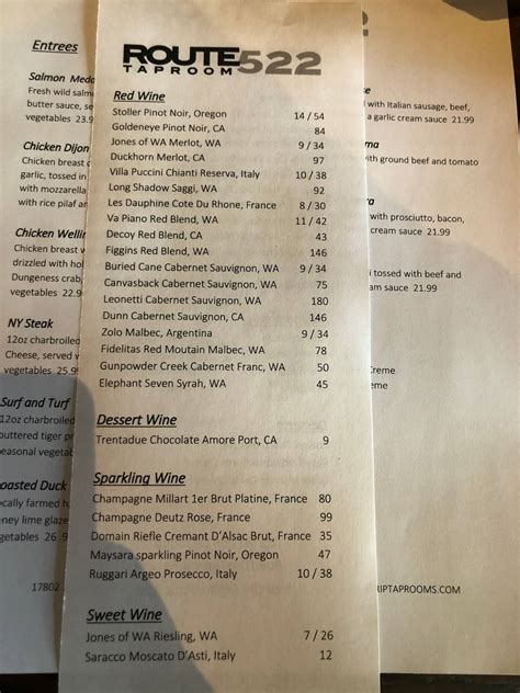 Route 522 menu.  Worried you&rsquo;ll miss out? Reserve your table by ...
