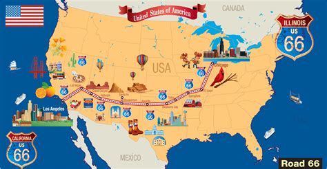 Route 66 map usa. Travel planning for a road trip in 2024 on Historic U.S. Route 66, photos, maps, travel information, hotels, and things to see. 