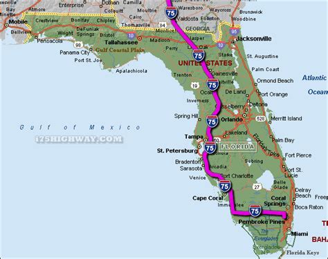 Route 75 florida. Florida Toll Maps. Individual road maps are sorted into regions, and can be found on the Florida regional and metro list, or by using the state's interactive map on this page. Florida toll maps are also organized alphabetically by type below. Each map includes options to zoom to every exit for a complete listing of nearby fast-food and services. 