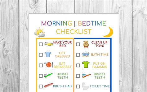 Routine Chore Chart for Morning and Bedtime Instant Download Etsy