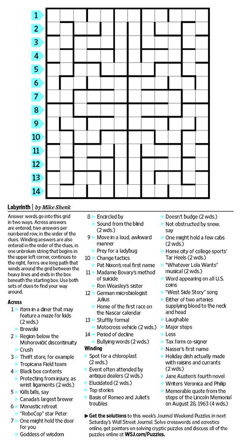 Imaged via WSJ Crossword. The WSJ Crossword was first 