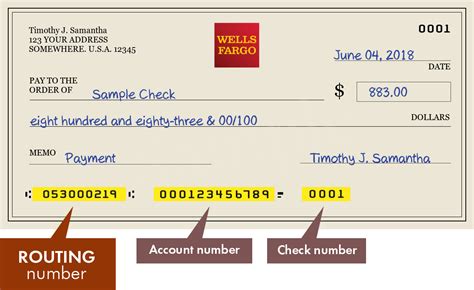 Routing Number 053000219 Status Valid Routing Number for Wells Fargo Bank, N.A. Show All Routing Numbers for Institution Show LaneGuide Profile. Headquarters Sioux Falls, South Dakota Telegraphic Name Routes Fed Bank 051000033 Checking Digits 10-13 Format #####*** Savings Digits 10-13. 