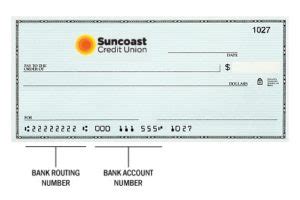 Routing number suncoast. Routing Number. 263 182 817. Mailing Address. Suncoast Credit Union PO Box 11904 Tampa, FL 33680 