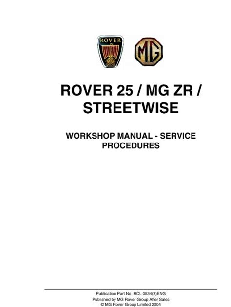 Rover 25 mg zr streetwise workshop service repair manual. - Opinion ... sur la question relative aux prêtres détenus et déportés..