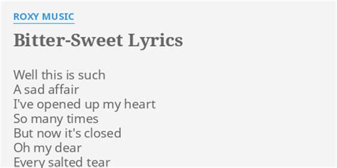 Roxy Music - Bitter Sweet Lyrics SongMeanings