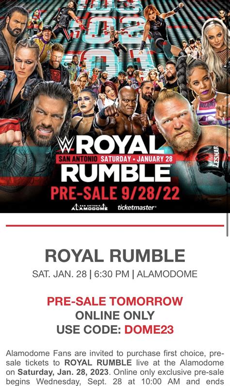 Royal Rumble Presale Code 2023