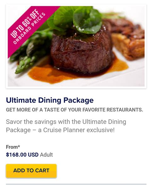 Royal caribbean dining package. As a result, Royal Caribbean created cruise add-ons like specialty dining packages, drink packages, fitness classes, and more. These add-ons come at an extra fee on top of the cruise fare. ... Main Dining Room, the hub of dining on a Royal Caribbean cruise. It is open for breakfast and dinner every day, and for lunch on sea days. 