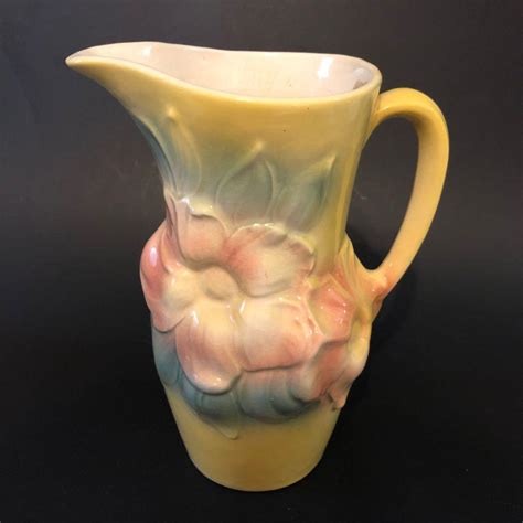 Royal copley pitcher. Vintage Pottery Pitcher 1940s Royal Copley Blue and Pink Apple Blossom Pattern Flower Vase (1.7k) $ 22.00. Add to Favorites Vintage FLORAL Glass Pitcher Large Size ... 