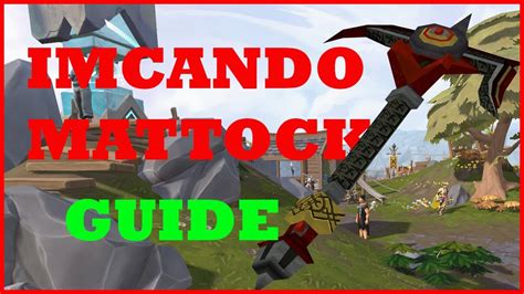In order to make an imcando mattock, players must first consult Thurgo to learn how to make one at the cost of a Redberry pie and 1,000,000 coins. Once they have been taught, a player must have a Dragon mattock, a Chunk of imcando metal, a Lump of imcando metal, a Shard of imcando metal, and a Slice of imcando metal with them, and attempt to ... . 