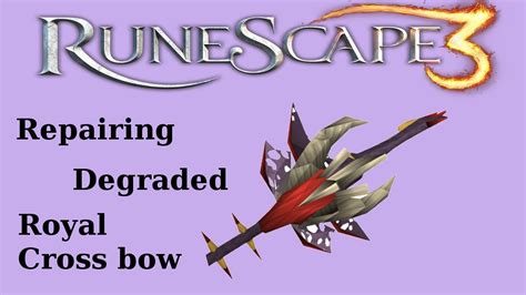 Rs3 royal crossbow. when out of durability it becomes a "Royal crossbow (broken)" which you then take to Thurgo along with one more of each of the RCB individual parts. You can no longer rebrandish it to recharge it. It made the pieces almost worthless when that was possible. When it becomes fully degraded you need to take all the parts to thurgo with the broken ... 