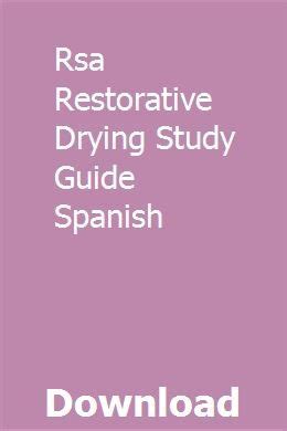 Rsa restorative drying study guide spanish. - Adventures of tom sawyer study guide answers.