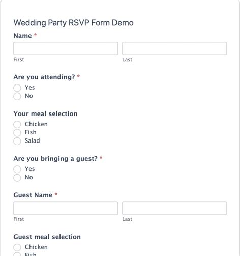 Rsvp Form Wedding
