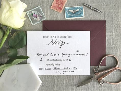 Rsvp wedding invitation. Make a Call. A phone call is the most personal, gracious way to decline a wedding invitation. If you’re close to the couple or you think they’ll be hurt that you cannot attend, you should pick up the phone. Give a brief explanation of why you cannot attend, and apologize. 