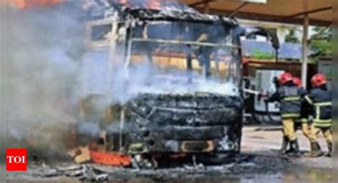 Rtc E-bus Catches Fire During Charging - Times of India