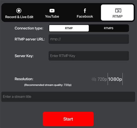 Rtmp url. In order to use this feature, you will need the RTMP URL and Stream Key from the provider you wish to stream to. Below is a guide on where you can find this information for some … 
