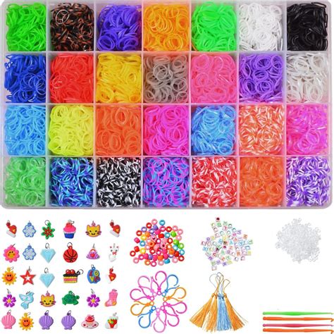 Rubber band bracelet loom.  INSCRAFT 17500+ Rubber Loom Bands with 3 Layer Light...