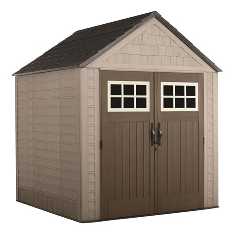 Rubbermaid 7x7 shed assembly video. The clean, stylish design of the shed requires no maintenance and will look great in your yard for years. Dimension: 8 ft. x 12.5 ft., total 90.0 sq. ft., total 620.6 cu. ft. 1 set of double doors with internal spring latch, interior dead bolts, and exterior padlock loop. 2 latch-n-lock shatter proof windows with polycarbonate panels that slide ... 