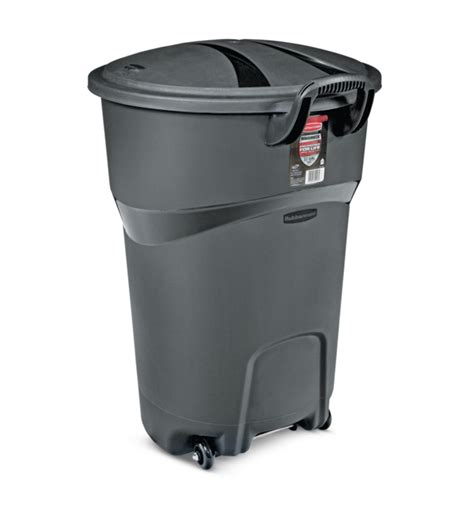 Rubbermaid Plastic Circular Wheeled Garbage Can with Handle, …