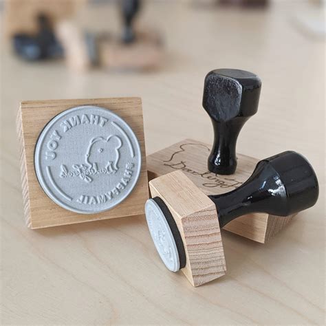 Rubberstamps. Craft store rubber stamps are cliche, but custom stamps are expensive. Avoid all that hassle and make your own to add a bit of flair to all your paperwork. 
