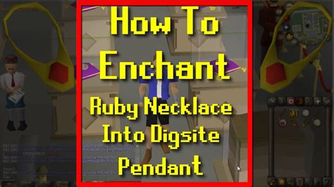 A ruby necklace is made by using a gold bar, a ruby and a necklace mould on a furnace. It requires a Crafting level of 40 and gives 75 experience when made. Making this item will result in a profit of 945 coins . A player enchanting a ruby necklace. The ruby necklace may be enchanted into a Dig Site pendant after learning the enchantment spell ... 