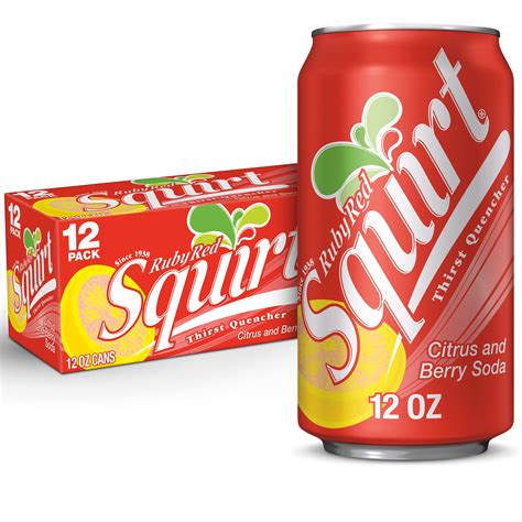 This item: Ruby Red Squirt 12 pack 12 ounce cans. $2299 ($0.16/Fl Oz) +. Squirt Citrus Soda, Caffeine-Free, Authentic Thirst Quencher, 20oz Bottle (Pack of 8, Total of 160 Fl Oz) $1999 ($2.50/Count) Total price: Add both to Cart. One of these items ships sooner than the other.. 