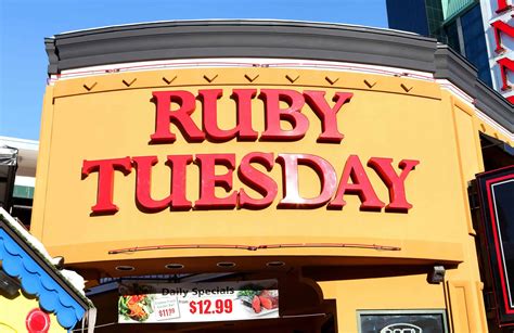 Ruby tuesday. Voucher type. Last Tested. Buy 1 Entree & Get Another 50% Off with this Ruby Tuesday Promo Code. Code. September 2. Enjoy Special Daily Deals on Salads, Burgers, Ribs, and More for as Low as $7. Deal. September 3. Join Ruby Rewards Program and Earn 10 Rubies for Every $1 Spent, Which Can Be Redeemed for Rewards. 