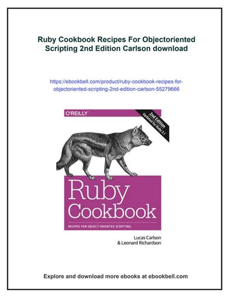Read Online Ruby Cookbook Recipes For Objectoriented Scripting By Lucas Carlson