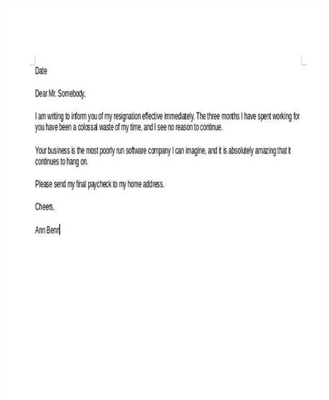 Rude Resignation Letters 8+ Free Sample, Example Format Download