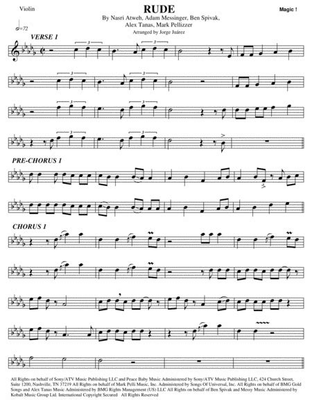 Rude Sheet Music MAGIC! Violin Solo