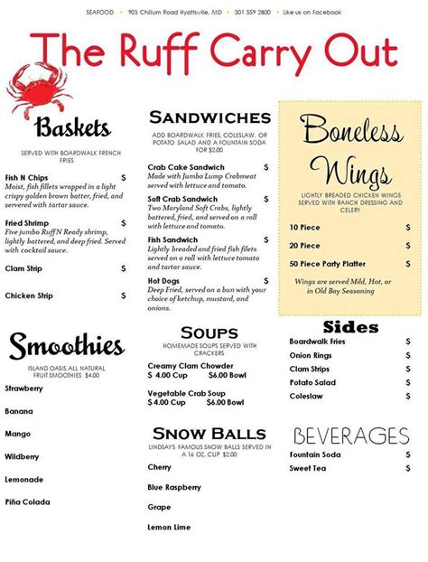 Ruff N Ready Crab House Menu Categories. Now let’s check out Ruff N Ready Crab House's menu! You will find that the menu is divided into the following categories: …. 