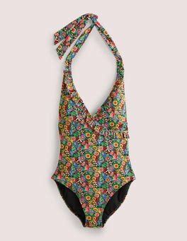 Ruffle Halterneck Swimsuit - Multi, Flora Illusion Boden UK