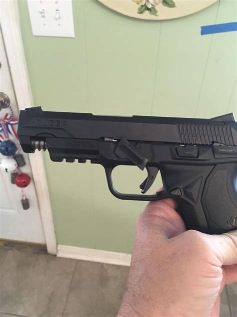Dec 2, 2012 · Hello, First time posting here, longtime member (since I bought this P95 new). I took it to the range the other day, no problems at all. I cleaned it today, and after I put the slide back on and tried to cycle it, this happened. I cannot get it unstuck. I don't know why this happened. Before I put it back together I made sure the tang by the ... . 