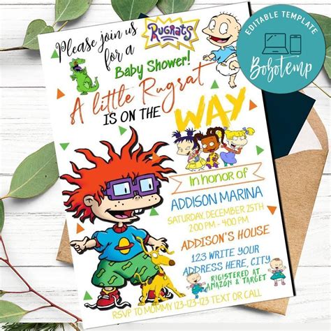 Rugrats invitation template free. Vintage Halloween Party lot Tablecloth Banners invitations crepe treat gift bags Rugrats Ziggy Hallmark yarn American Greeting Black Cat. (530) $108.00. $120.00 (10% off) FREE shipping. 