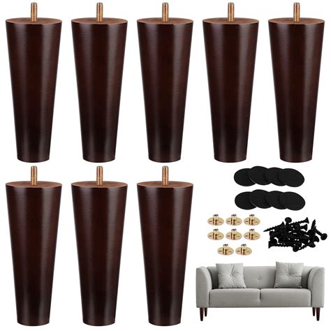 Ruisita 8 Pieces Furniture Couch Legs 6 Inch Round Solid Wood Sofa Legs ...