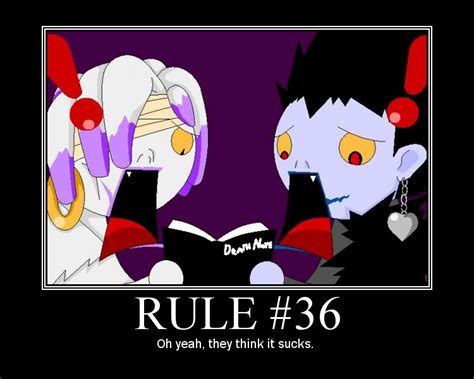 Rule 36 meme. Rule 64 is a popular internet meme referring to the endless creative derivatives and “AUs” (alternate universes) that fans produce for existing fictional characters and stories. It states: If it exists, there‘s an AU of it. This rule satirizes the boundless imagination found in online fan communities. 