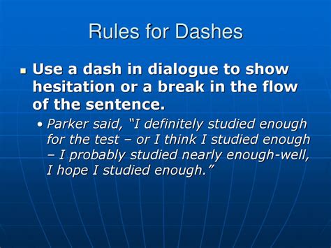 Rules for dashes in sentences